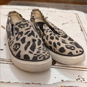 Sperry Canvas Top Slider Woman’s Leopard Print Size 7